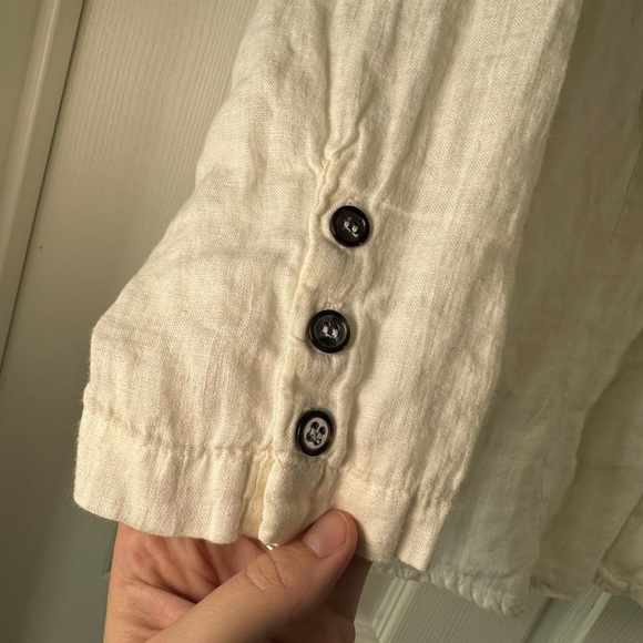 CP Shades 100% Linen Preshrunk Collared Button Down Blouse Womens Medium White - Picture 5 of 7